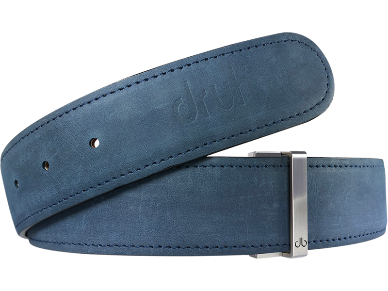 Blue Plain Textured Leather Belt