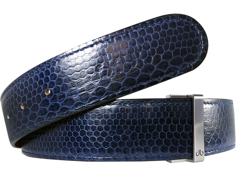 Blue Snakeskin Leather Belt