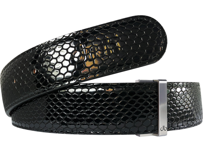 Black Snakeskin Leather Belt