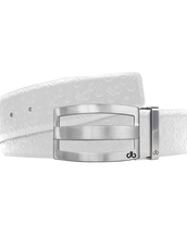 White Db Icon Pattern Embossed Leather Belt With Silver Druh Db Classic Striped Buckle