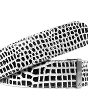Black & White Crocodile Textured Leather Belt