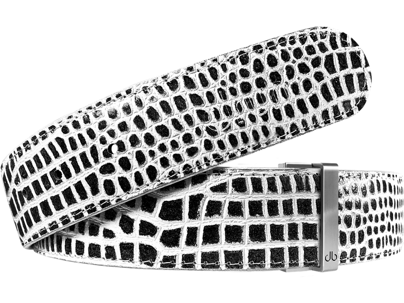 Black & White Crocodile Textured Leather Belt
