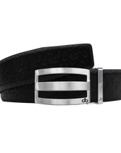 Black Db Icon Pattern Embossed Leather Belt With Silver Druh Db Classic Stripped  Buckle