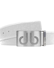 White Db Icon Pattern Embossed Leather Belt With Silver Druh Db Classic Buckle