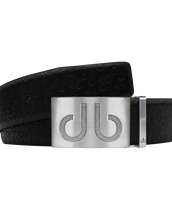 Black Db Icon Pattern Embossed Leather Belt With Silver Druh Db Classic Buckle