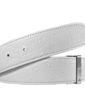 White Ostrich Texture Leather Belt