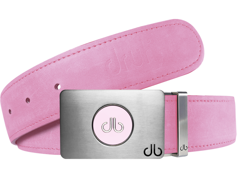 Pink Plain Leather Texture Belt with Pink Ballmarker Buckle