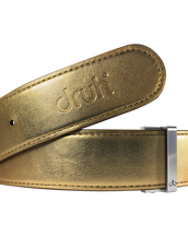 Gold Plain Textured Leather Belt
