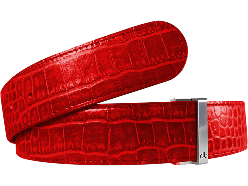 Red Crocodile Texture Leather Belt