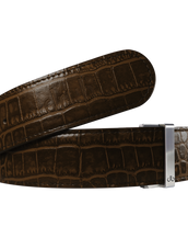 Brown Crocodile Textured Leather Belt