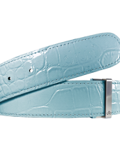 Aqua Crocodile Textured Leather Belt