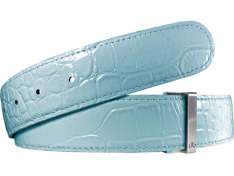 Aqua Crocodile Textured Leather Belt
