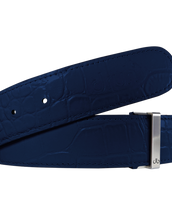 Blue Crocodile Textured Leather Belt