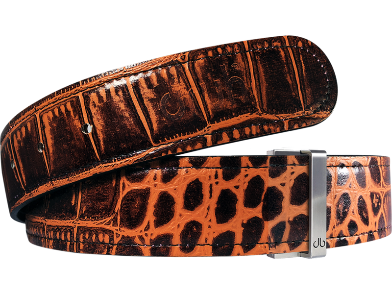 Light Brown Crocodile Texture Leather Belt