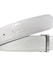 White Crocodile Texture Leather Belt