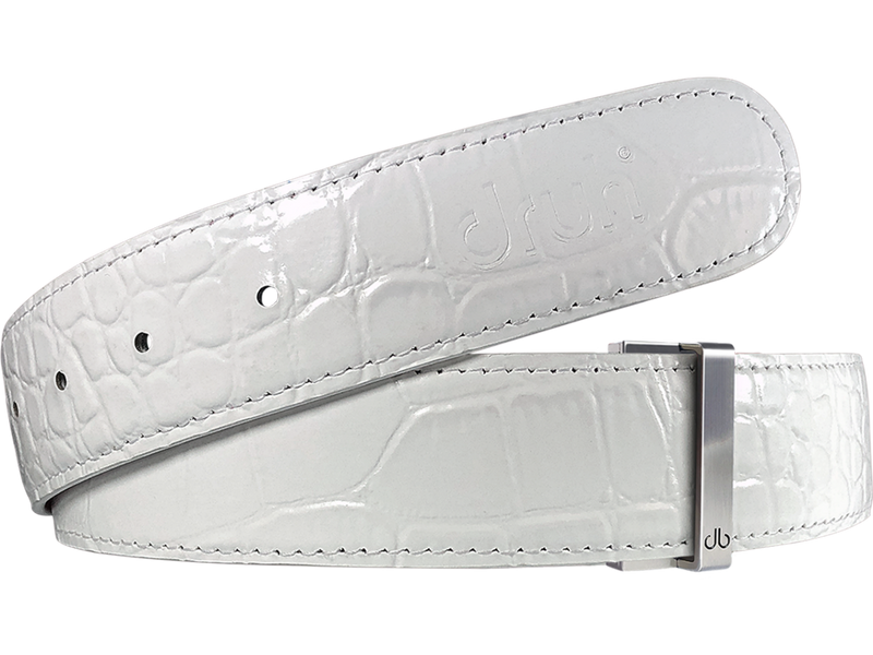 White Crocodile Texture Leather Belt