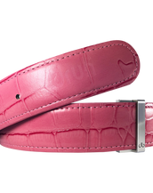 Pink Crocodile Texture Leather Belt