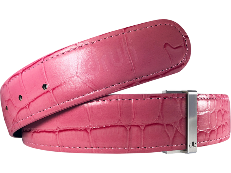 Pink Crocodile Texture Leather Belt