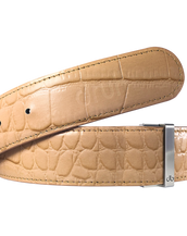 Tan Crocodile Textured Leather Belt