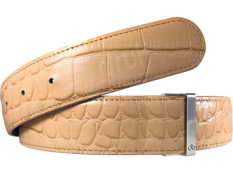 Tan Crocodile Textured Leather Belt