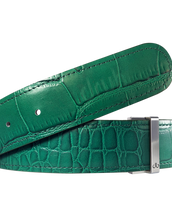 Green Crocodile Texture Leather Belt