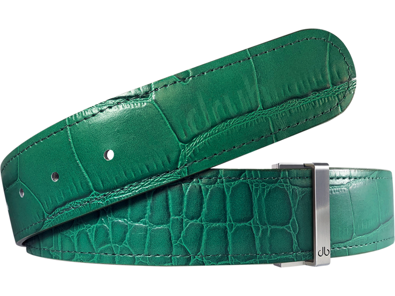 Green Crocodile Texture Leather Belt