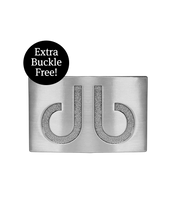 Full Grain Leather Belt in Aqua with Matte black ‘db’ Icon Buckle