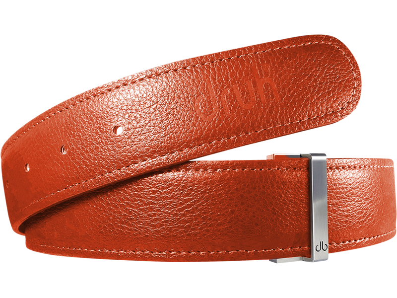 Orange Full Grain Texture Leather Belt