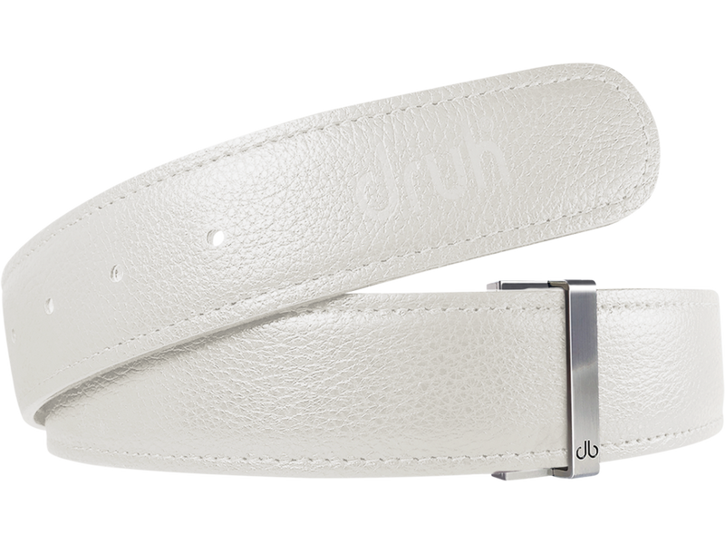 White Full Grain Texture Leather Belt