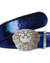 John Daly Lion Buckle and Stingray Leather Belt in Blue