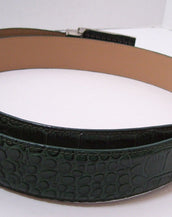 Michigan State University Belt - Silver Buckle with Green Crocodile Textured strap