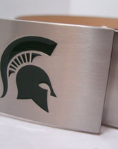 Michigan State University Belt - Silver Buckle with Green Crocodile Textured strap
