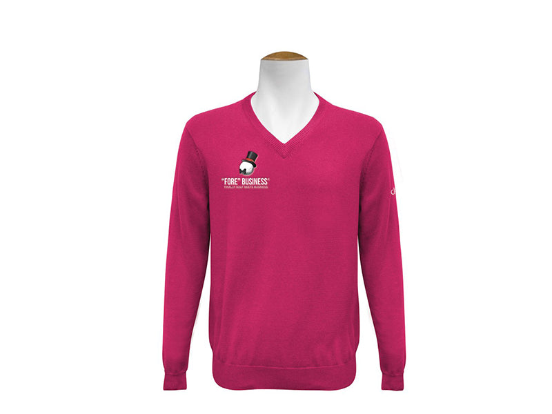 'FORE' V neck Jumper - Magenta