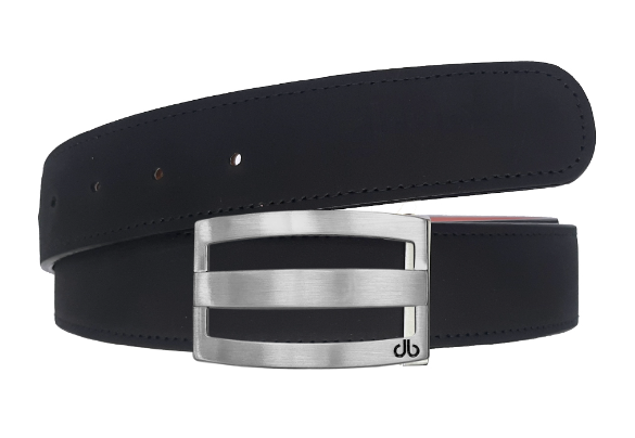 Nubuck Black with Silver Stripe Buckle