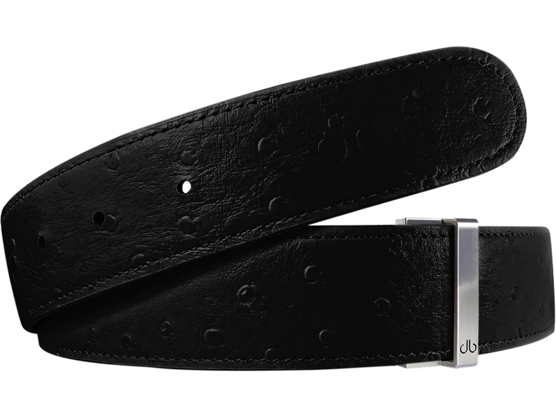 Black Ostrich Textured Leather Belt