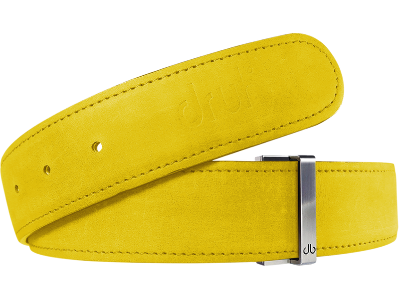 Yellow Plain Textured Leather Belt