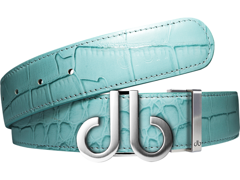 Aqua Crocodile Leather Designer Golf Belt