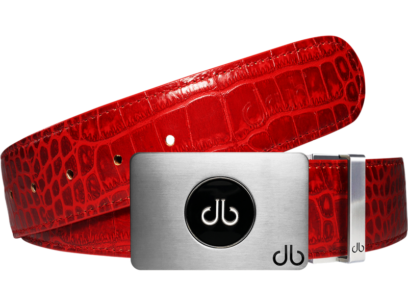 Ballmarker Red Crocodile Leather Texture Belt