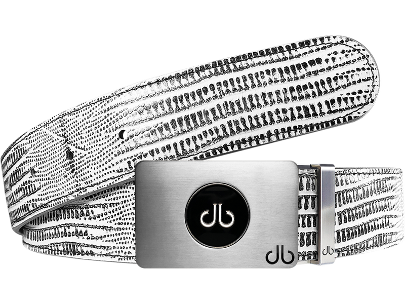 Ballmarker White & Black Lizard Leather Texture Belt