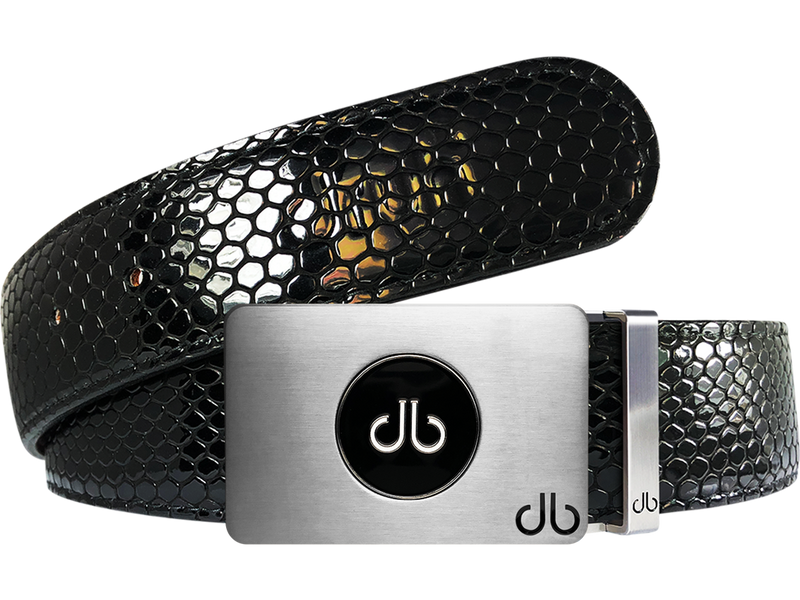 Ballmarker Black Snakeskin Leather Texture Belt