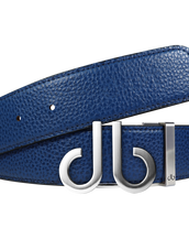 Full Grain Leather Belt in Blue with Brushed Silver ‘db ’Icon Buckle