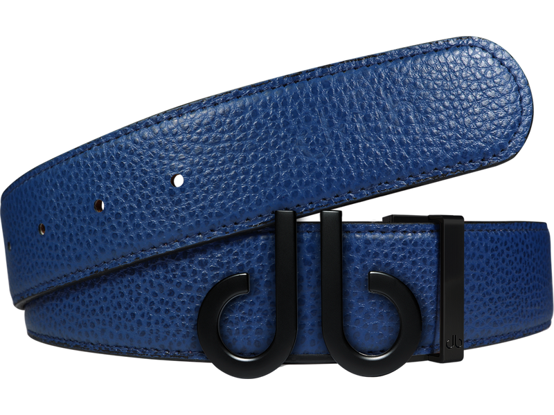 Full Grain Leather Belt in Blue with Matte black ‘db’ Icon Buckle