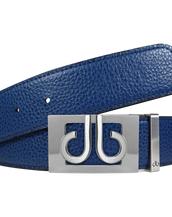 Full Grain Leather Belt in Blue with Silver ‘db’ Thru Buckle