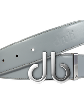 Full Grain Leather Belt in Grey with Brushed Silver ‘db’ Icon Buckle