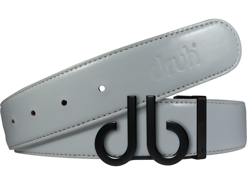 Full Grain Leather Belt in Grey with Matte black ‘db’ Icon Buckle
