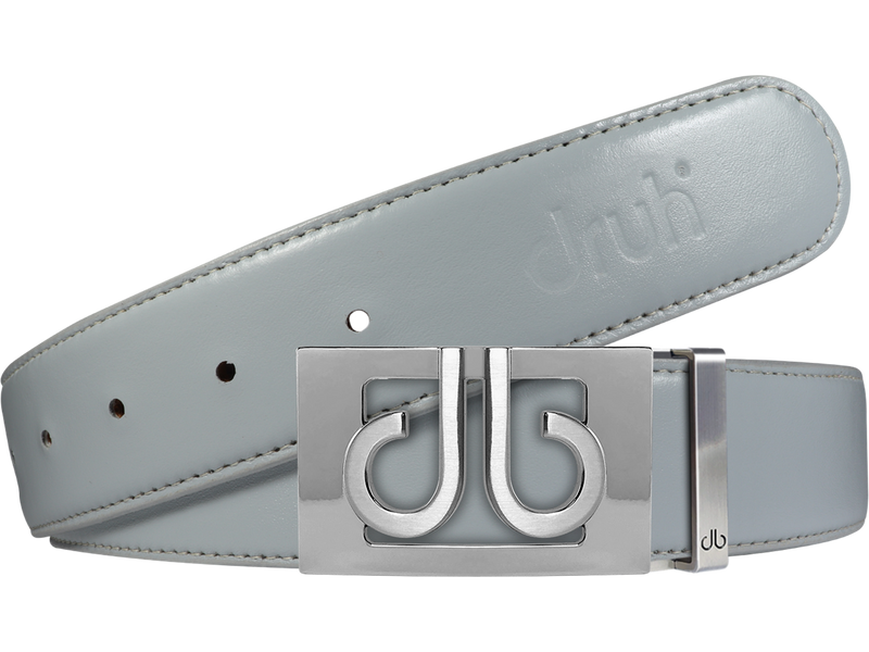 Full Grain Leather Belt in Grey with Silver ‘db’ Thru Buckle