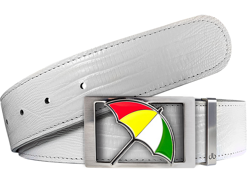 Arnold Palmer Ballmarker Buckle and Lizard Leather Belt in White