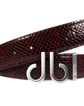 Shiny Snakeskin Texture Burgundy & Black with Brushed Silver ‘db’Icon Buckle