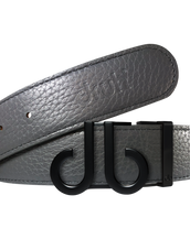 Gray Full Grain Texture Leather Belt with Matte DB Icon Buckle