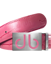Pink Crocodile Leather Designer Golf Belt